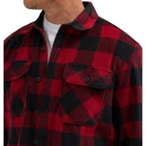 Wrangler Authentics Shacket Mens 2XL Red Black Buffalo Plaid Fleece Shirt Jacket